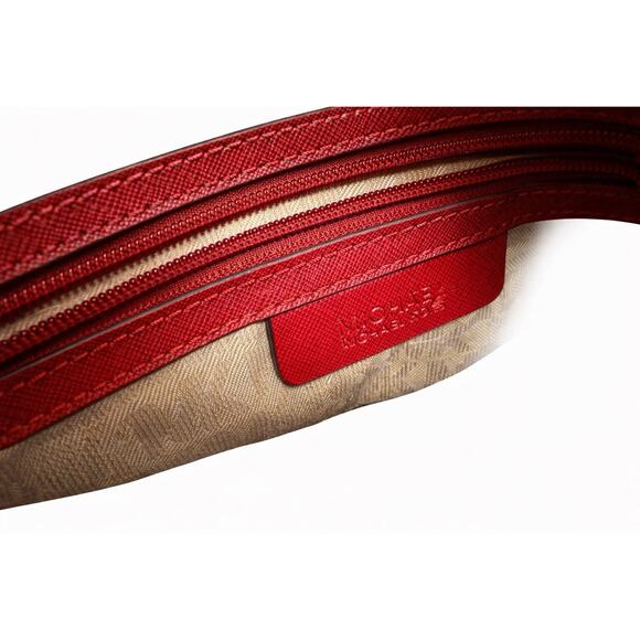 Michael Kors Red Jet Set Crossbody Saffiano Leather Gold Chain Chic - Picture 5 of 6